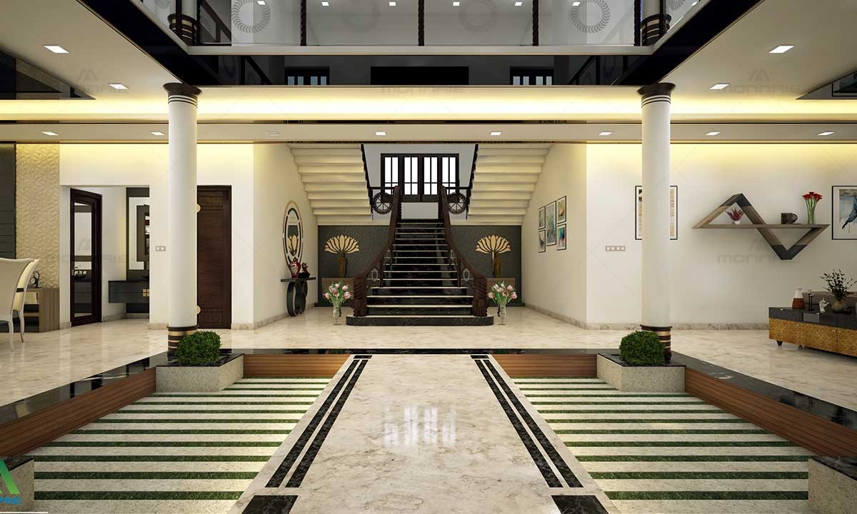Luxury Interior Courtyard Design - Best Home Designers In Kerala