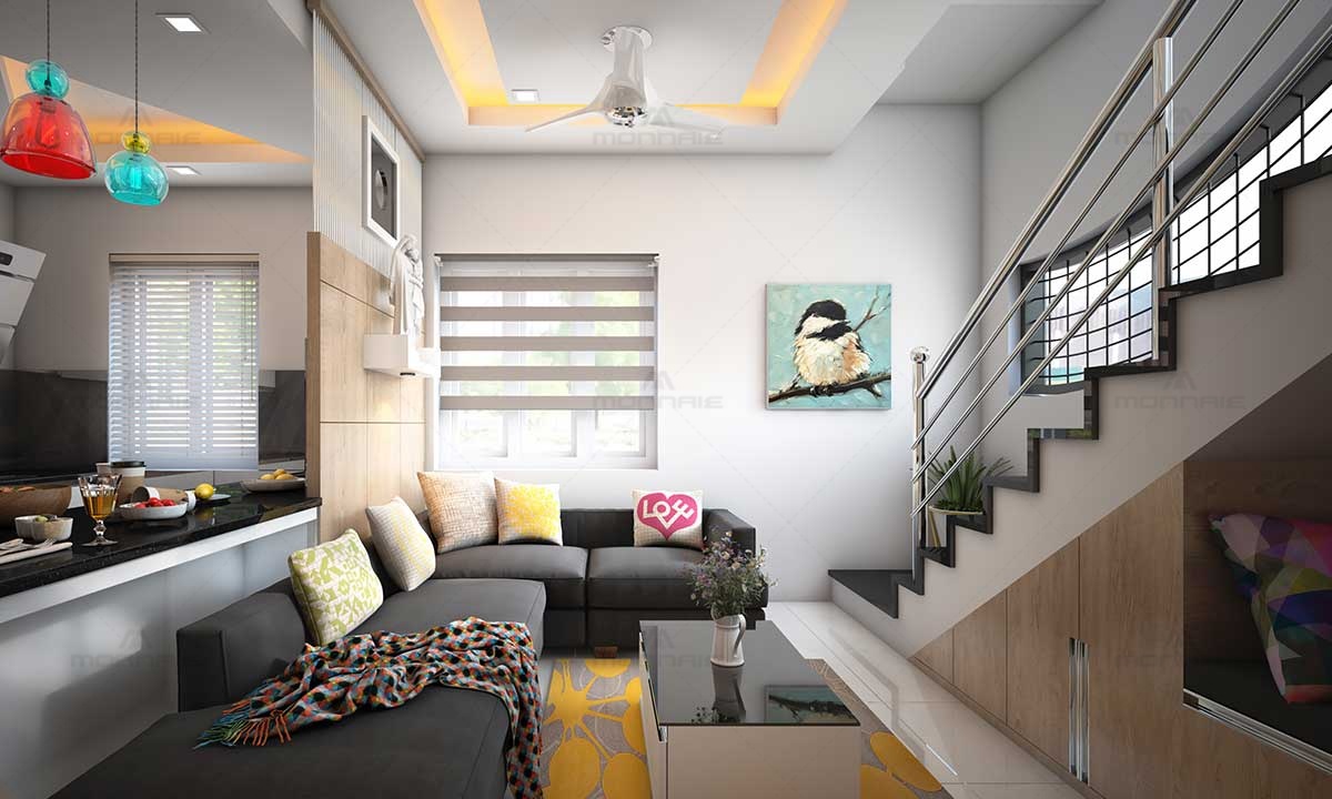 L Shaped Sofa & Linear Living Room Plans, Monnaie Interiors