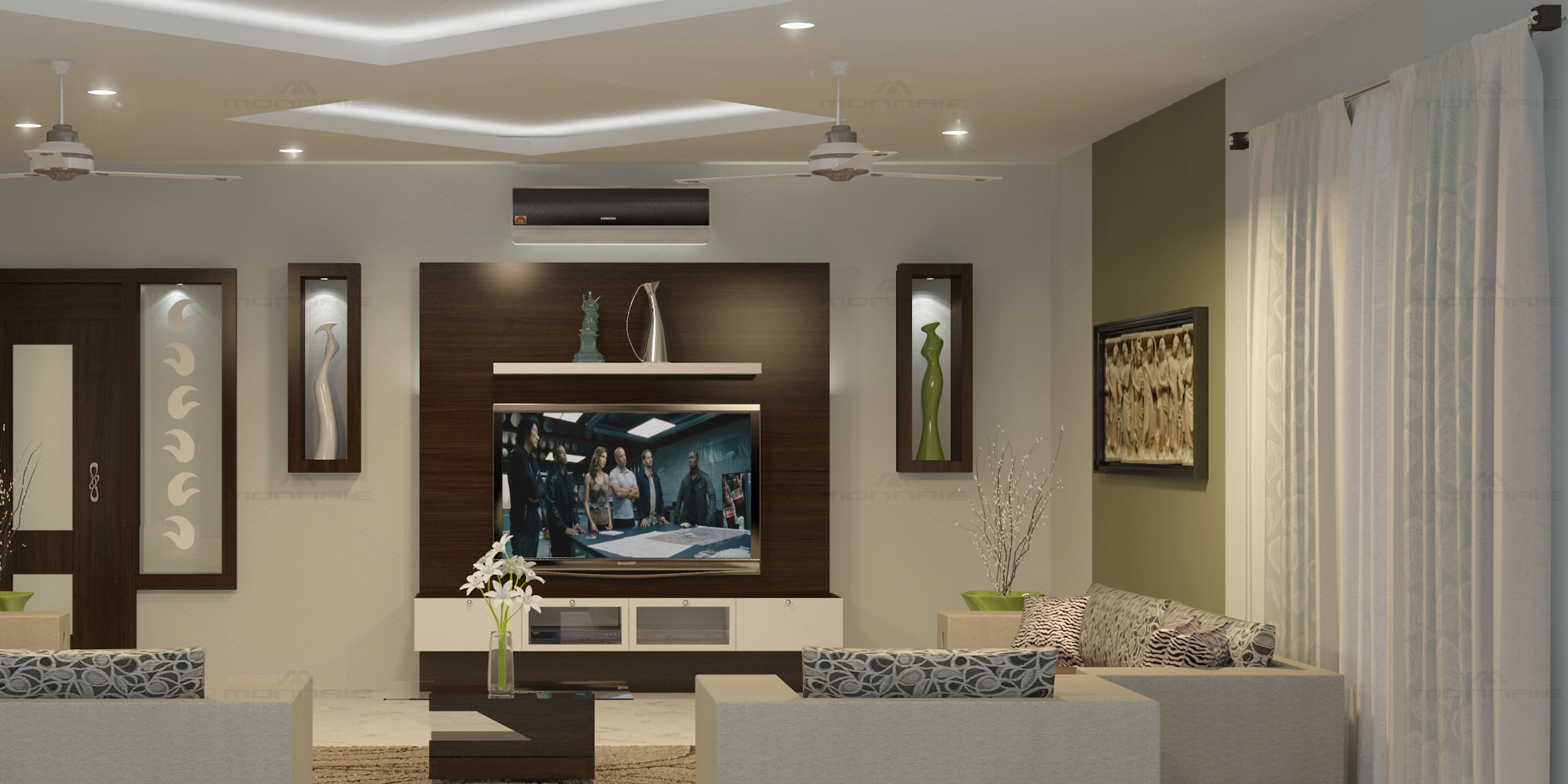 Living room interior & decoration in kerala