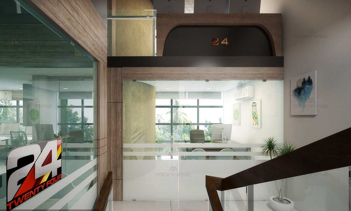 Office Room Glass Cabin Ideas - Monnaie Architects Kerala