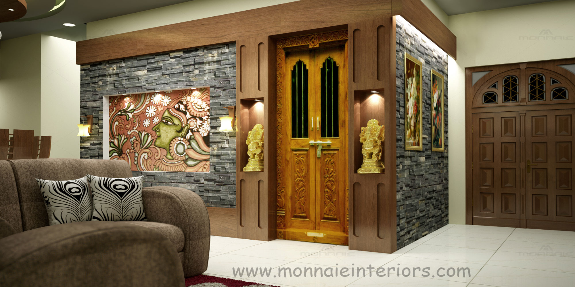 Kerala Style Pooja Room Interior Designs Traditional Interiors