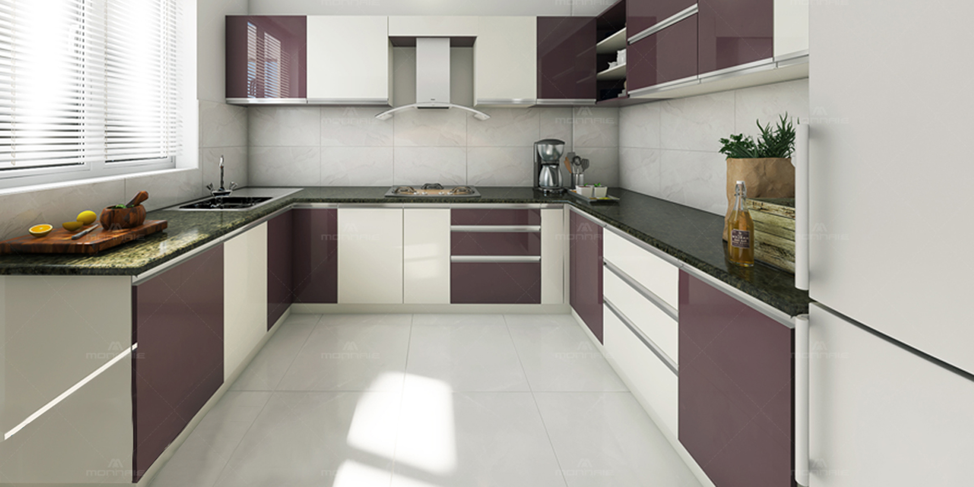 Black Currant Color & Modular Kitchen Designs & Cabinets, Kochi, Kerala